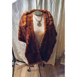 VTG  Leo Grant Furrier Mink Stole Jacket  Cape  lined pockets Hollywood Regency